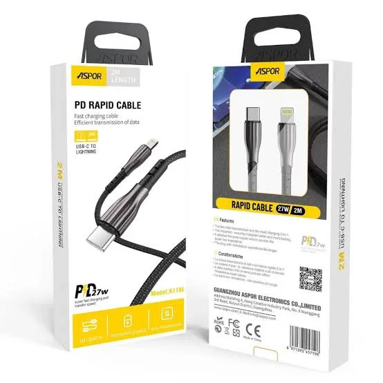 Aspor A110 27W Type-C to Lightning PD Fast Charging Cable