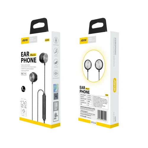 Aspor A206 3.5mm Earphone Mic Volume with Control Pause Button