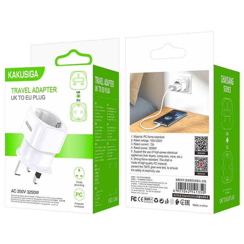 KSC-1246 Chaisang UK to EU Travel Plug Adapter