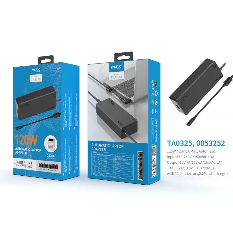 WOOX TA0325 120W Automatic Universal Laptop Charging Adapter with 11 Tips