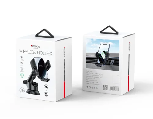 Yesido C186 15W Wireless Charging Car Phone Holder Suction Cup & Air Vent Mount