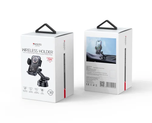 Yesido C307 15W Wireless Charging Car Phone Holder 360 Rotatable with Electric Locking