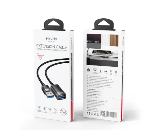 Yesido GS26 1.5m Braided USB 2.0 Extension Cable High Speed Data Transfer with Durable Design