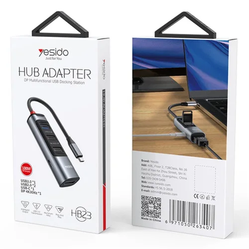 Yesido HB23 Type-C Adapter Multi Port with PD 100W