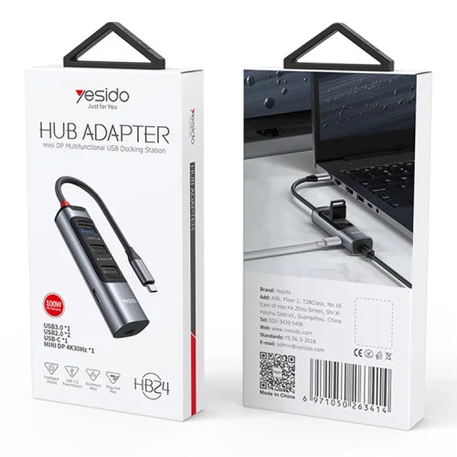 Yesido HB24 Hub Adapter for Mini DP Multifunctional USB Docking Station