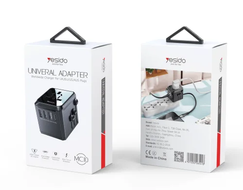 Yesido MC10 3 USB Type-C Ports Multi Function Universal Travel Adapter Plug Black