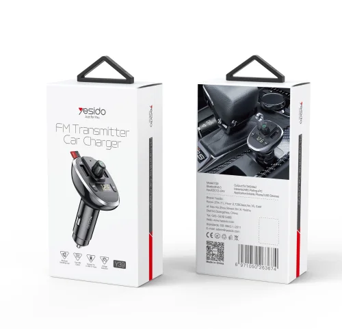 Yesido Y39 Bluetooth 5.0 FM Transmitter Car Charger with Dual USB Ports & Hands Free Calling