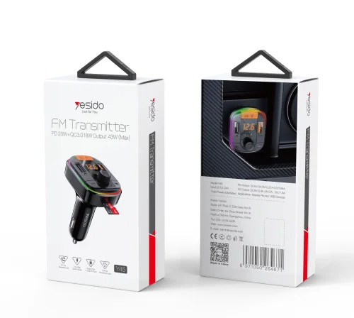 Yesido Y45 43W Car Charger with Bluetooth 5.0 FM Transmitter & LED Display